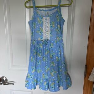 Charming Blue Floral Kids Dress with Lace by Star Ride